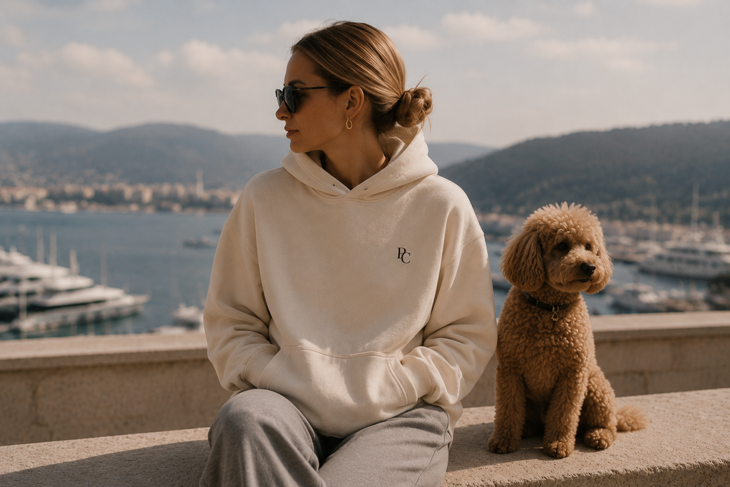 LE CLUB Hoodie Beige Damen – Poodle Club Seitenansicht