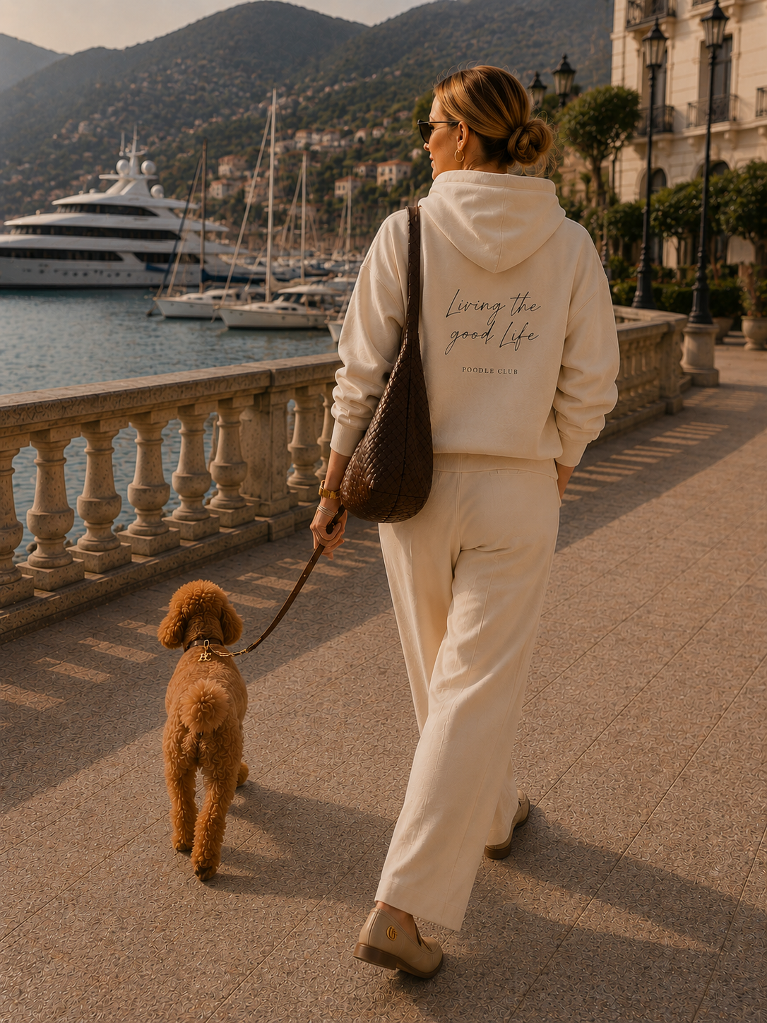 LE CLUB Hoodie Beige Damen – Poodle Club Detailansicht