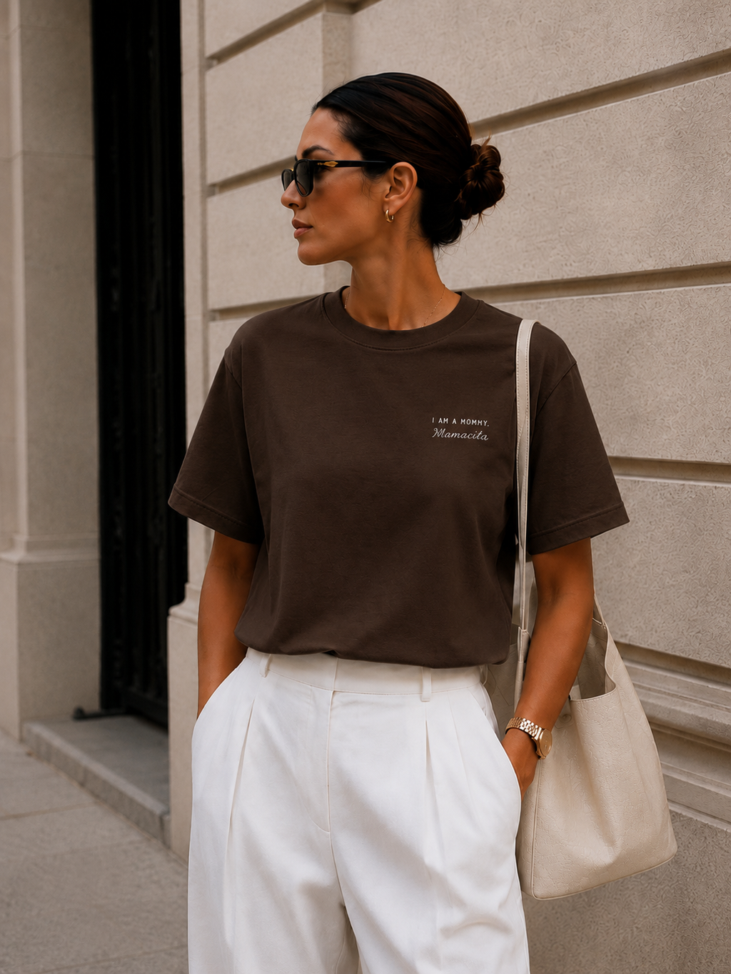 T-Shirt MAMACITA Chocolate Brown – Poodle Club Seitenansicht