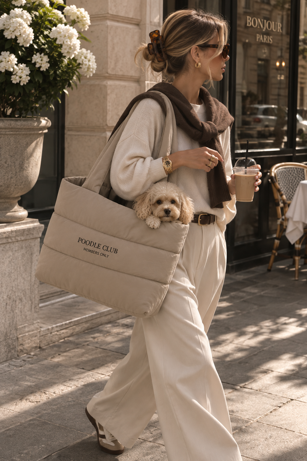 La Tote gesteppte Tote Bag – Poodle Club Innenansicht mit Schlupftaschen