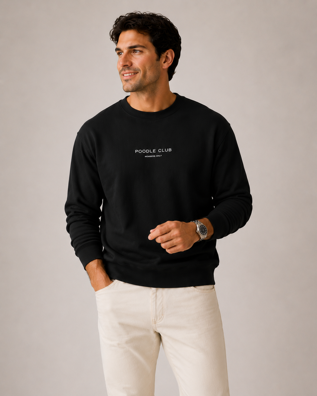 LE CLUB Sweatshirt Schwarz Herren – Poodle Club Frontansicht