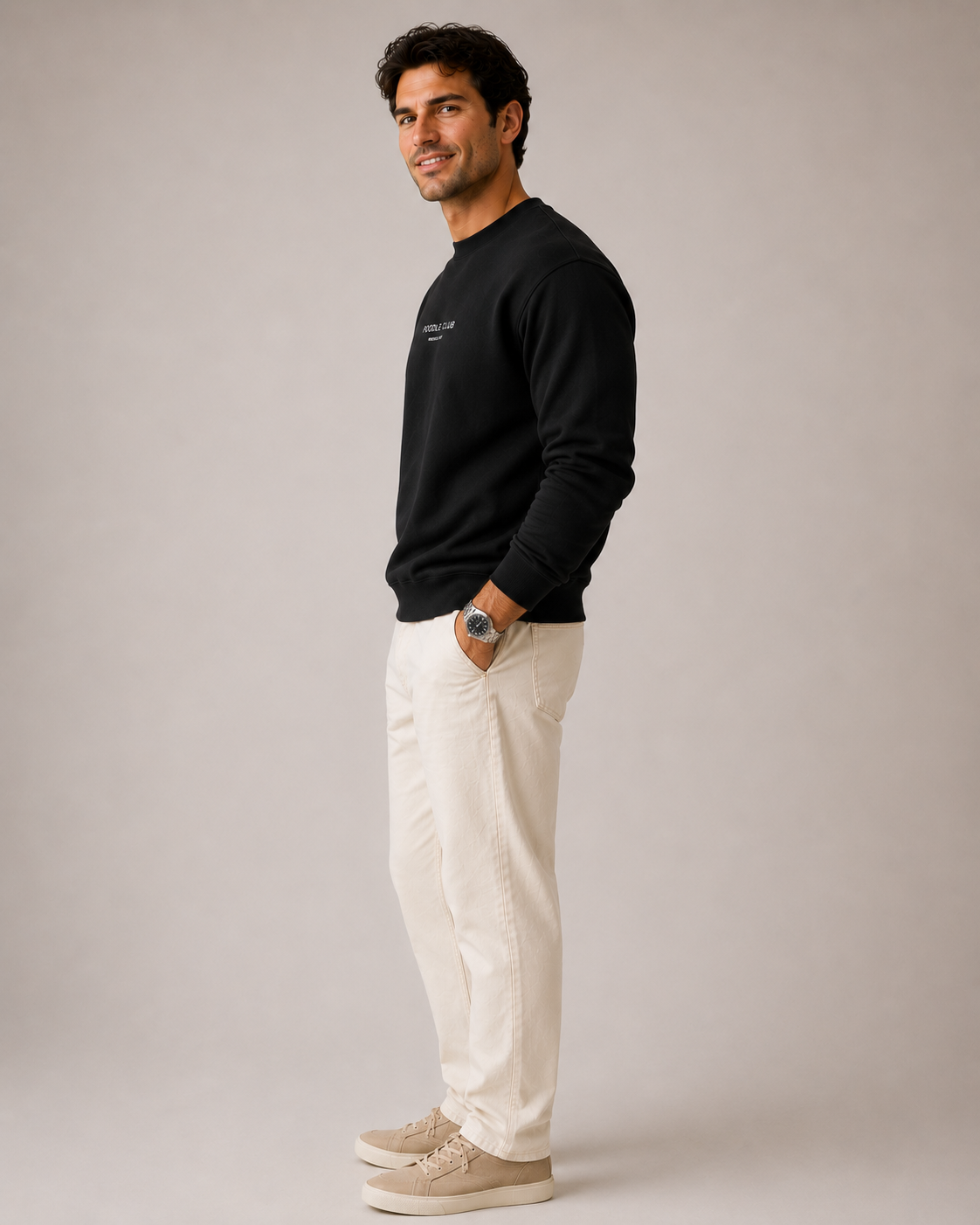 LE CLUB Sweatshirt Schwarz Herren – Poodle Club Rückenansicht mit Print