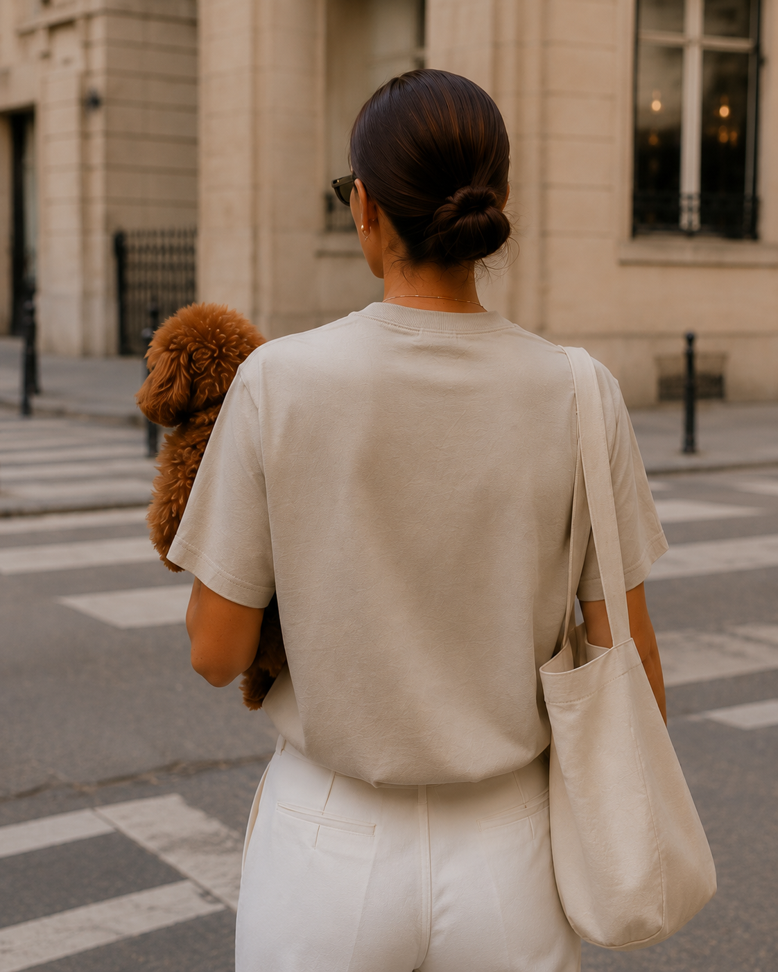 LE POODLE T-Shirt Beige Damen – Poodle Club Seitenansicht
