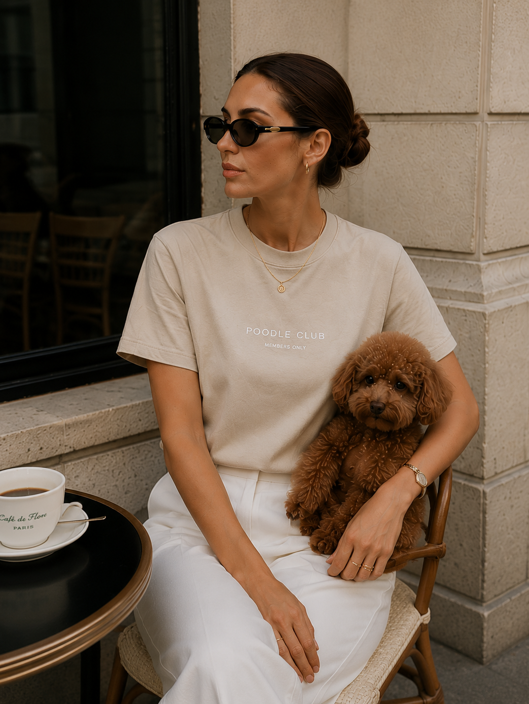 LE POODLE T-Shirt Beige Damen – Poodle Club Detailansicht