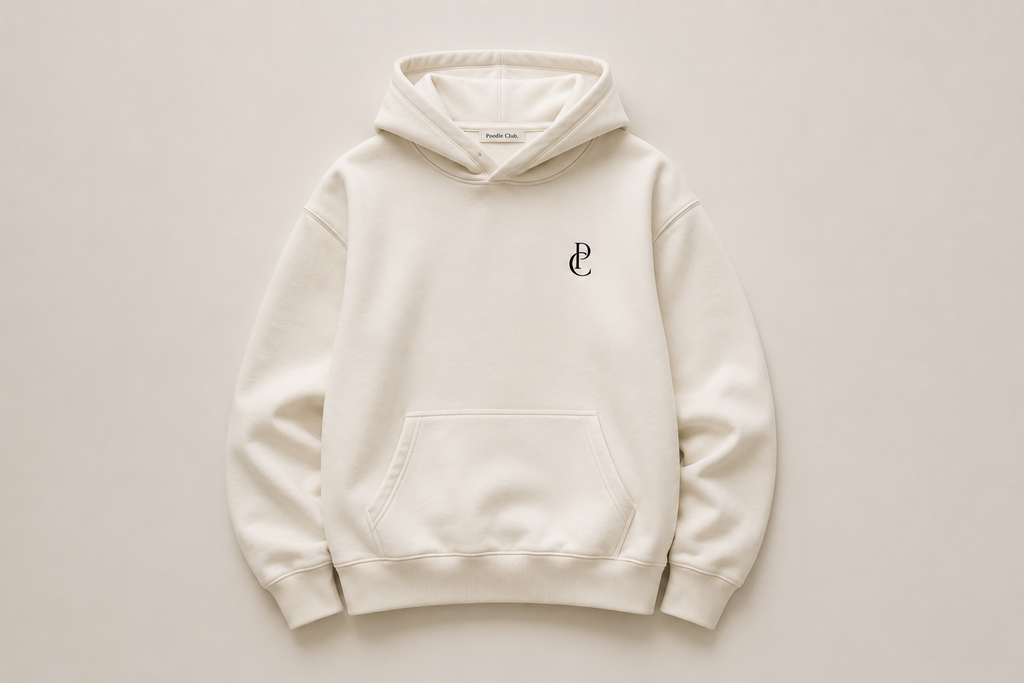 LE CLUB Hoodie Weiß Herren – Poodle Club Detailansicht