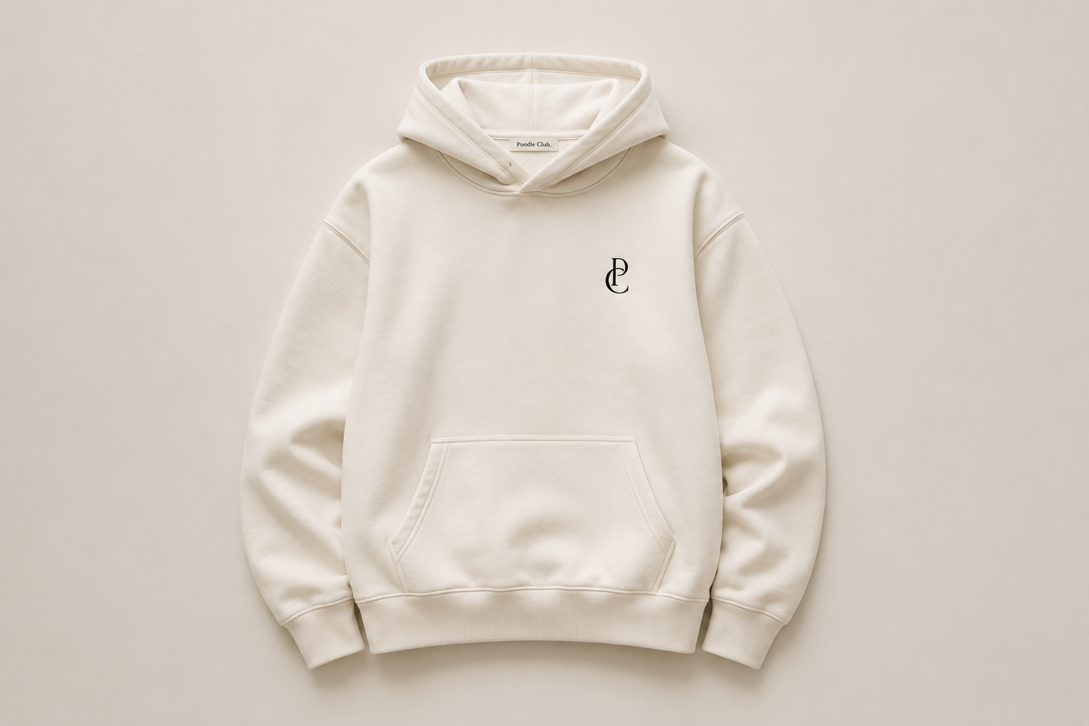 LE CLUB Hoodie Weiß Herren – Poodle Club Detailansicht