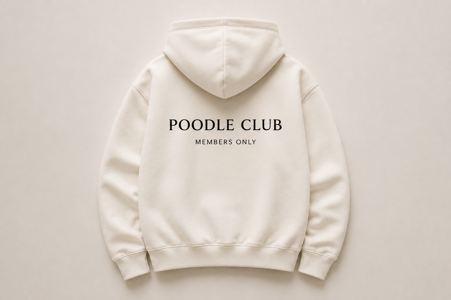 LE CLUB Hoodie Weiß Herren – Poodle Club Rückenansicht mit Print