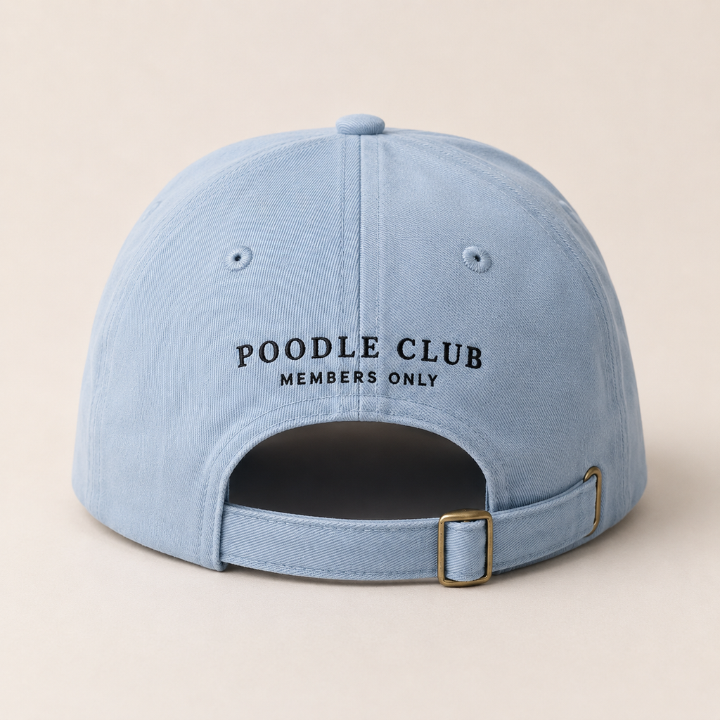 Poodle Club Cap Toy Poodle Hellblau – Detailansicht Stickerei