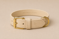 Belle Époque Hundehalsband Beige – Poodle Club echtes Leder Frontansicht