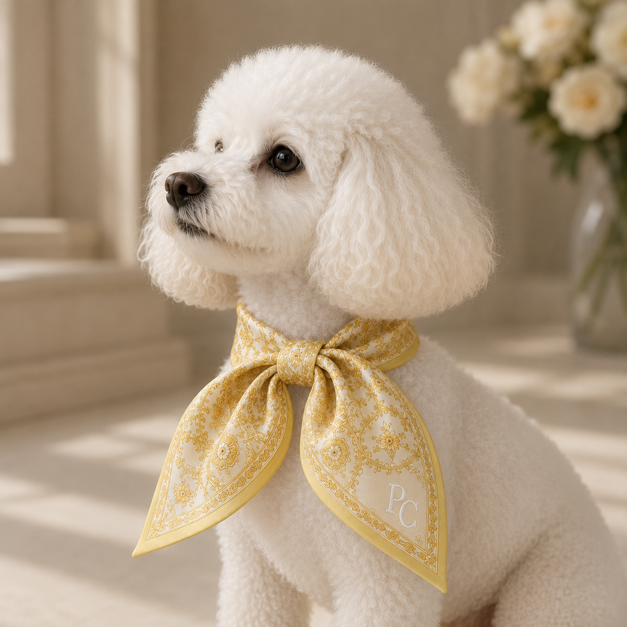 Belle Époque Hundehalstuch Butter Yellow – Poodle Club Frontansicht