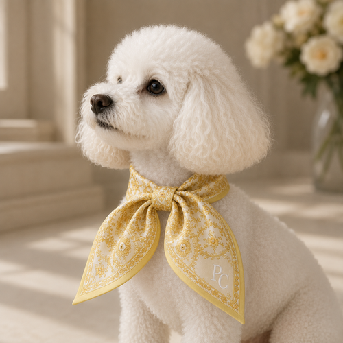 Belle Époque Hundehalstuch Butter Yellow – Poodle Club Frontansicht