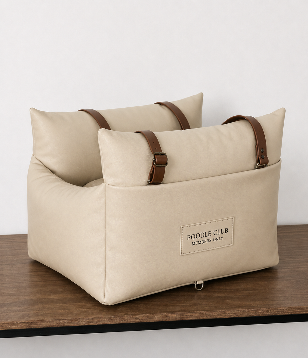 Le Trône Hundeautositz Beige – Poodle Club 3-in-1 Transportbox, Autositz & Reisebett