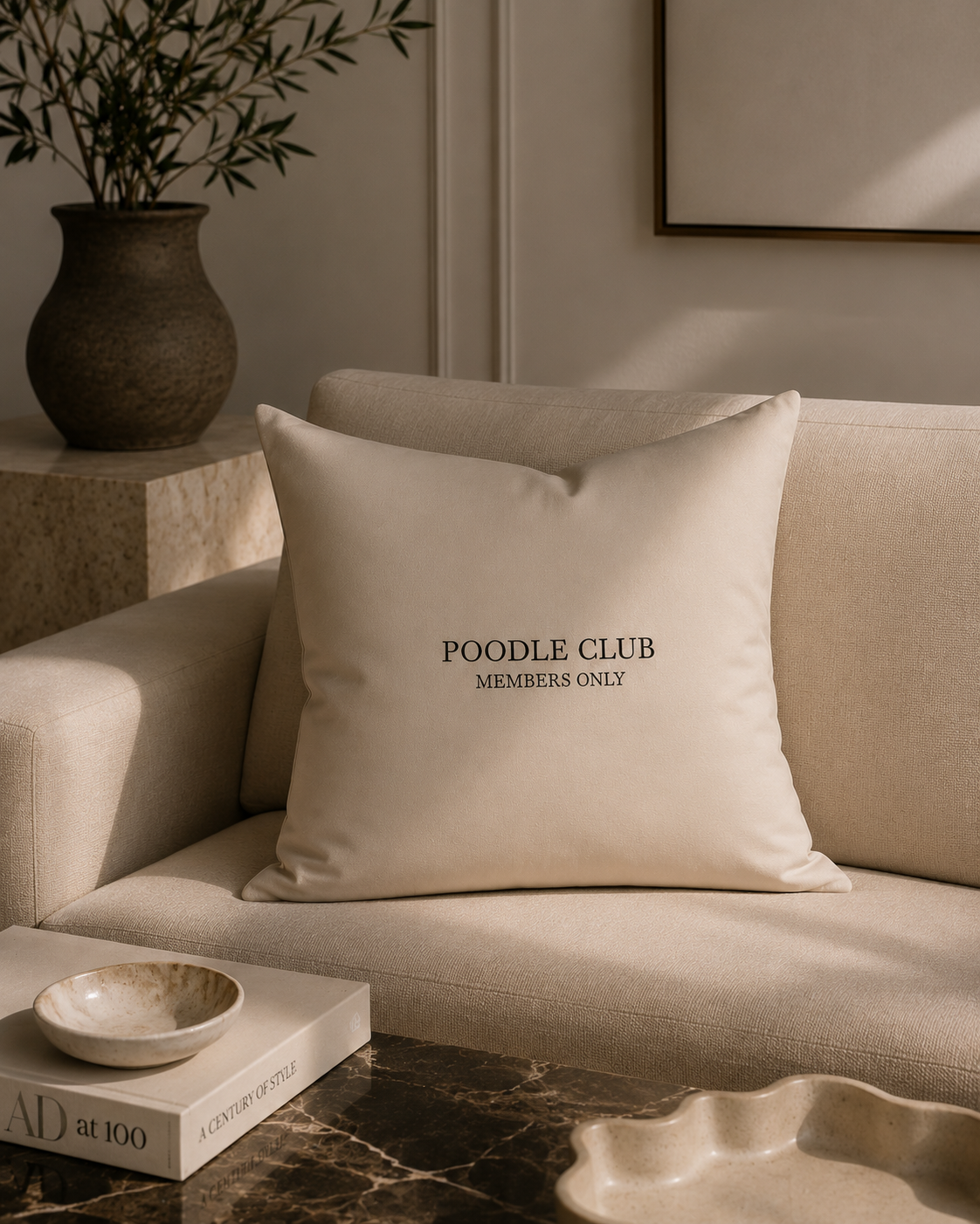 Poodle Club Kissenhülle Beige – Members Only Design Wohnzimmer-Accessoire