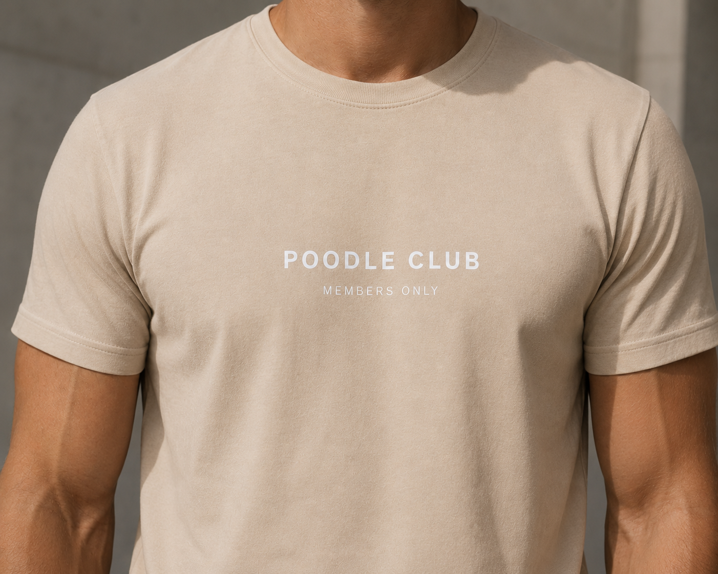 LE POODLE T-Shirt Beige Herren – Poodle Club Detailansicht Print