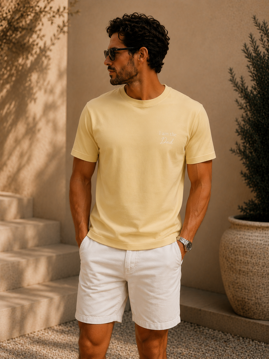 T-Shirt DAD Butter Yellow – Poodle Club Herren Shirt Seitenansicht