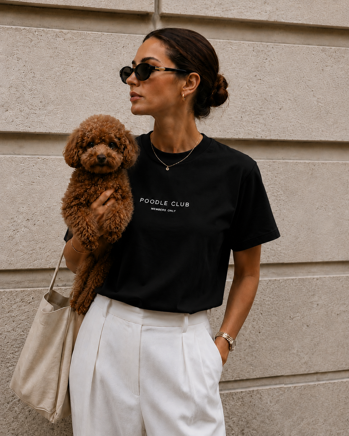 LE POODLE T-Shirt Schwarz Damen – Poodle Club Frontansicht