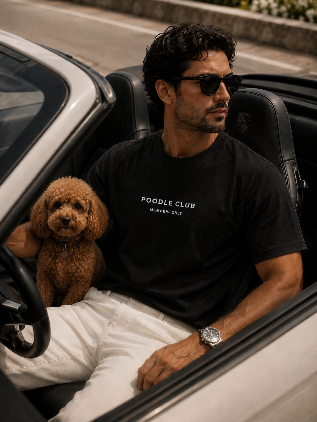 LE POODLE T-Shirt Schwarz Herren – Poodle Club Frontansicht