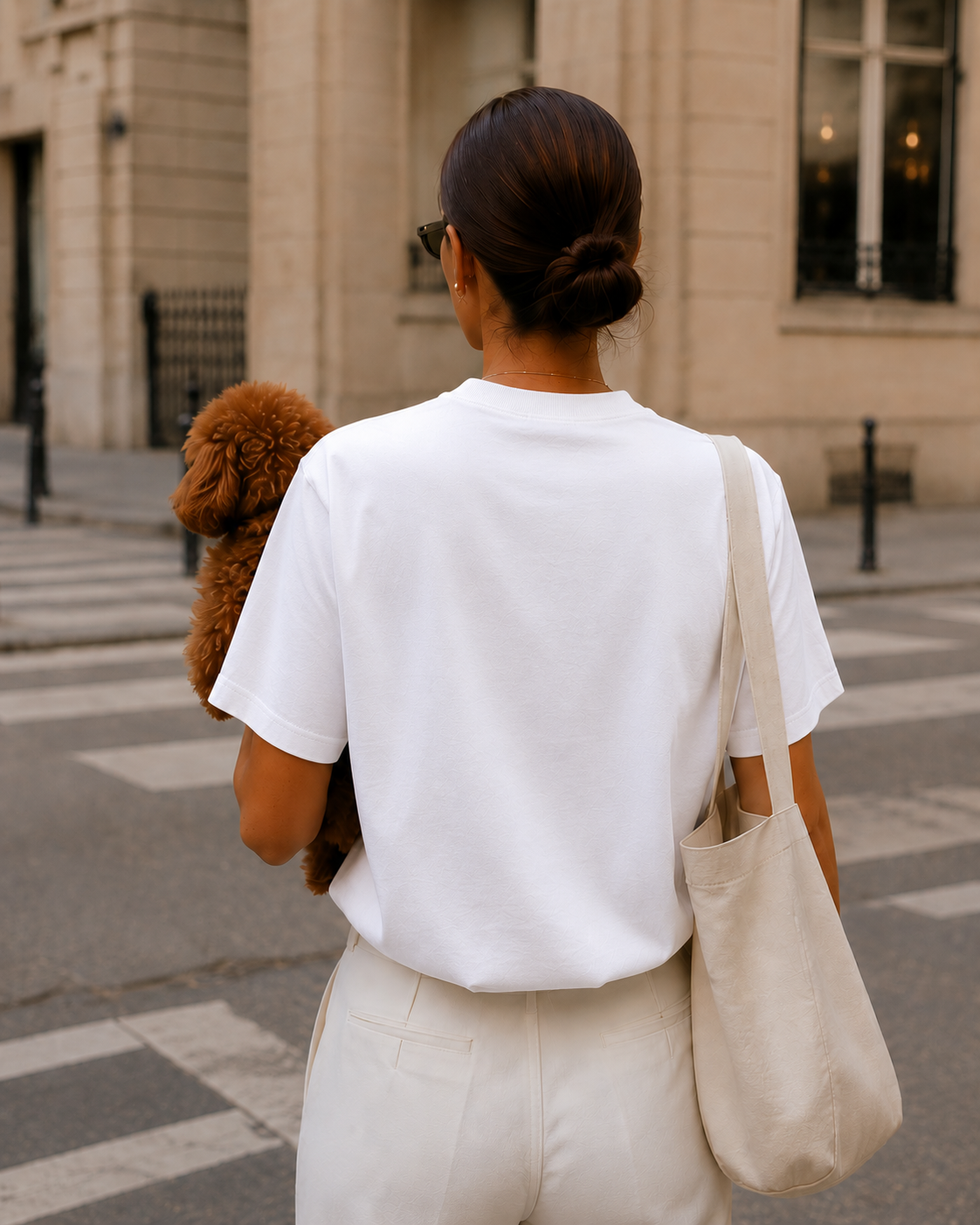 LE POODLE T-Shirt Weiß Damen – Poodle Club Seitenansicht