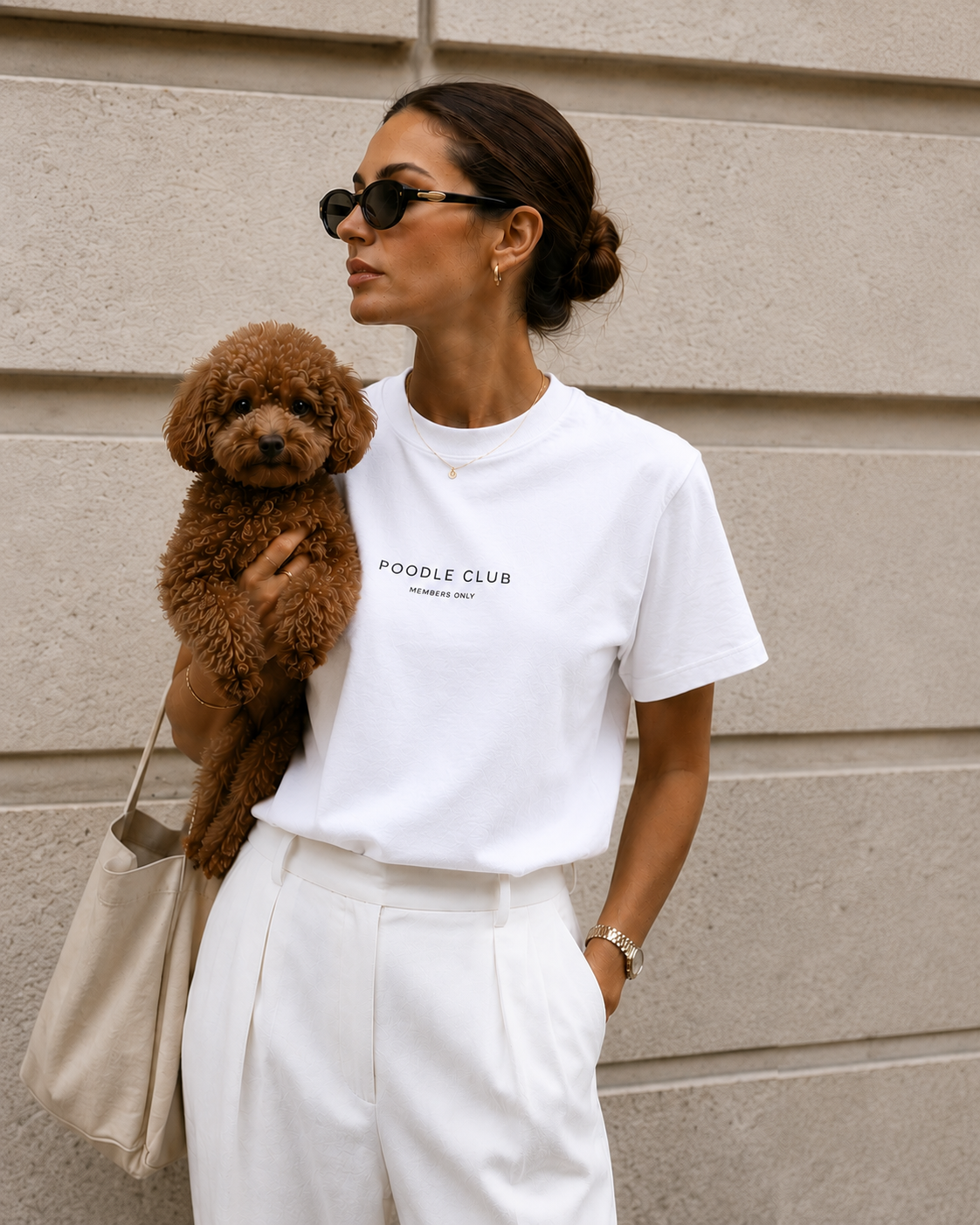 LE POODLE T-Shirt Weiß Damen – Poodle Club Rückenansicht
