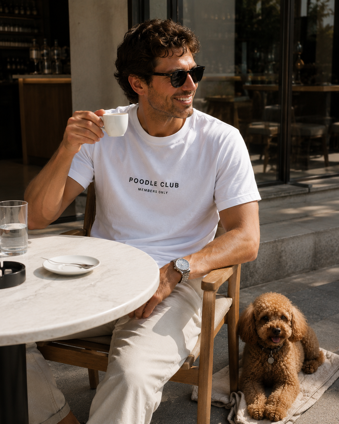 LE POODLE T-Shirt Weiß Herren – Poodle Club Frontansicht